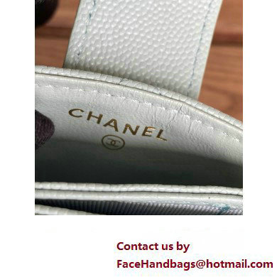 Chanel Grained Calfskin  &  GOLD-Tone Metal Card Holder AP0342 mint green 2023